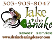 Jake the Snake Sewer Service Banner with Contact details